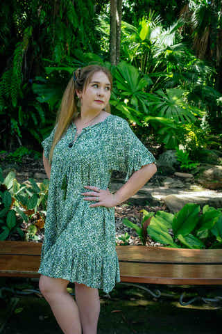 Cosmopolitan Short Dress in Green Star Diamond