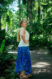 Gypsy Skirt - Dancing Hibiscus Blue