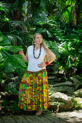 Bella Maxi Skirt in Tropical Yellow