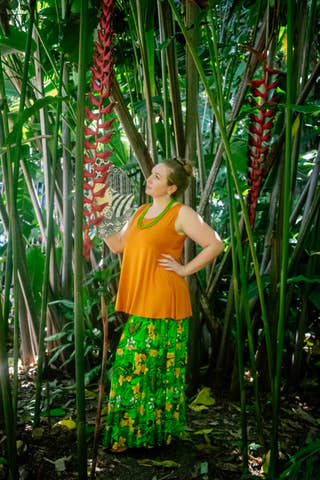 Bella Maxi Skirt in Tropical Green