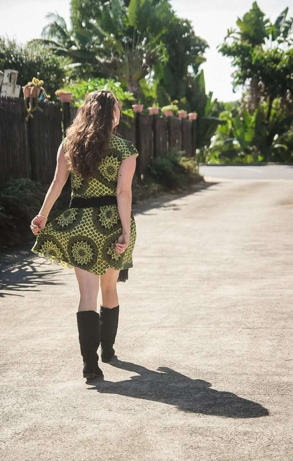 Appeal Short Dress in Green Mandala