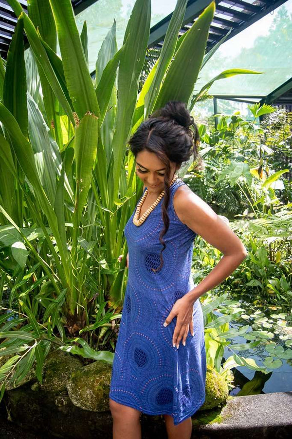 Asha Short Dress in Mandala Blue