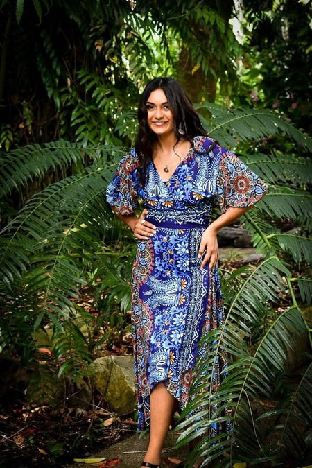 Avalain Wrap Dress - Dark Blue - zaphire_kuranda