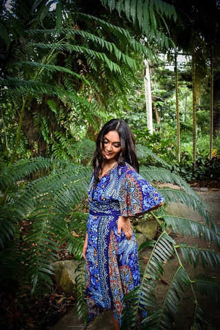 Avalain Wrap Dress in Dark Blue