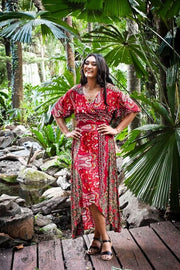 Avalain Wrap Dress- Maroon - zaphire_kuranda