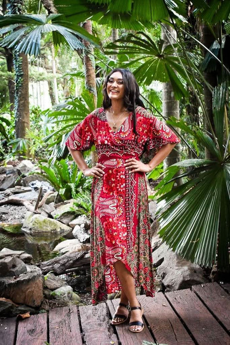 Avalain Wrap Dress- Maroon - zaphire_kuranda