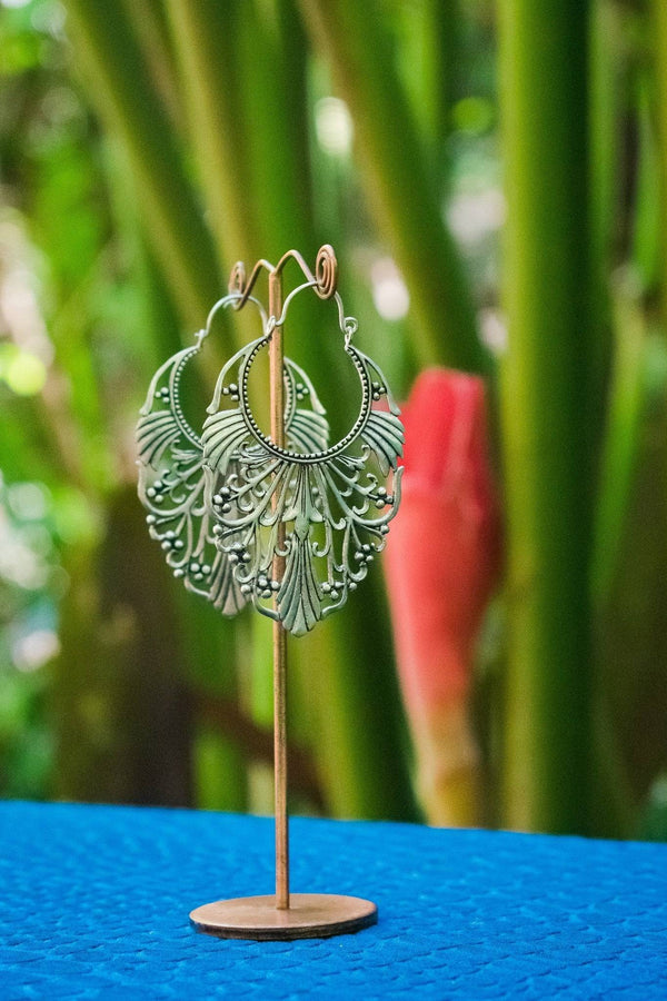 Baroque Large Hoops in White Brass Earrings