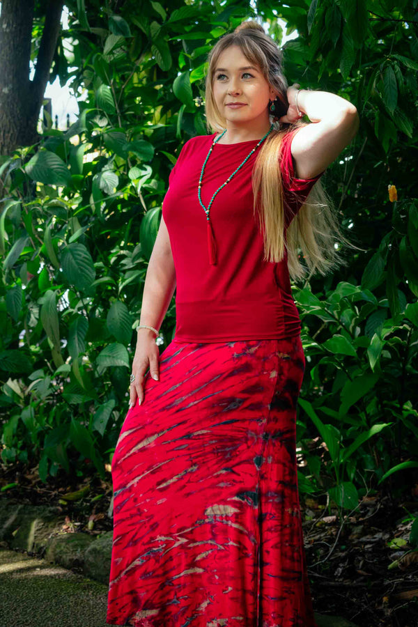 Atlas Skirt in Tie Dye Red