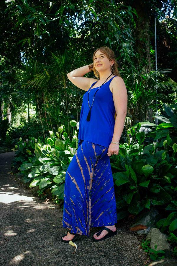Atlas Skirt in Tie Dye Cobalt