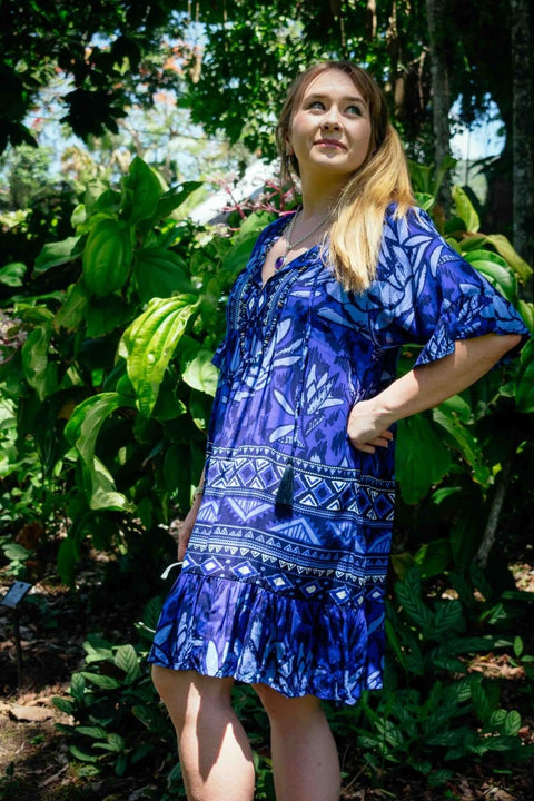 Cosmopolitan Short Dress - Navy Seas - zaphire_kuranda