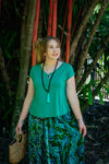 Gypsy Skirt in Dancing Hibiscus Jade