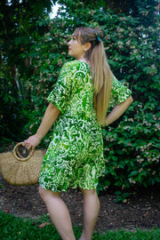Cosmopolitan Short Dress - Lime Inca Symbol