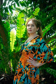 Akari Short Dress - Orange Heliconia