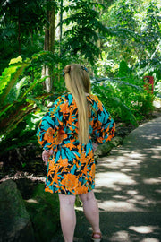Akari Short Dress - Orange Heliconia