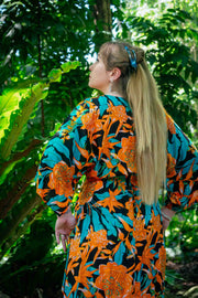 Akari Short Dress - Orange Heliconia