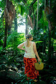 Gypsy Skirt - Dancing Hibiscus Orange