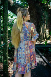 Cosmopolitan Short Dress in Purple Fractal