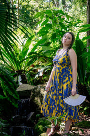 Jasmine Midi Dress - Palm Leaf Mustard