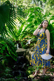 Jasmine Midi Dress - Palm Leaf Mustard