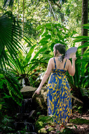 Jasmine Midi Dress - Palm Leaf Mustard