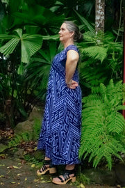 Mayan Midi Dress - Aztec Dark Blue