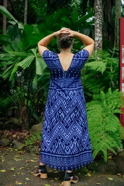 Mayan Midi Dress - Aztec Dark Blue