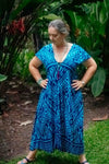 Mayan Midi Dress - Aztec Blue - zaphire_kuranda