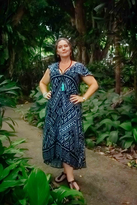 Mayan Midi Dress - Aztec Black - zaphire_kuranda