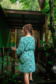 Akari Short Dress - Teal Shimmer