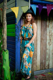 Sunday Jumpsuit in Patchwork Aqua