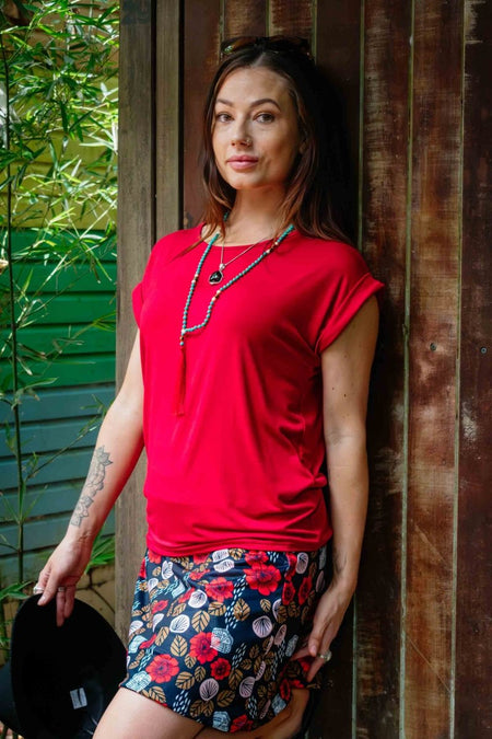 Jamaica Short Skirt - Carnation Red - zaphire_kuranda