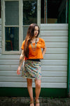 Jamaica Short Skirt in Retro Flower  Green