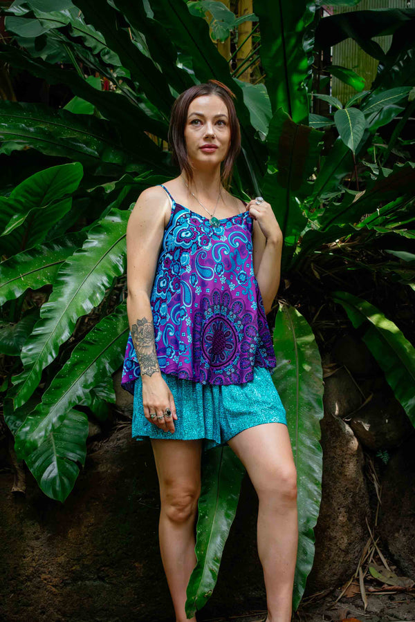 Bindy Shorts in Teal Mosaic