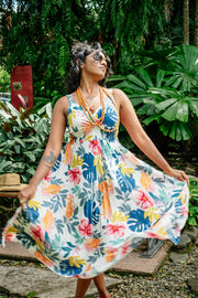 Jasmine Midi Dress – White Hibiscus