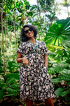 Serenity Midi Dress – Floral Ink