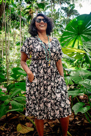 Serenity Midi Dress – Floral Ink