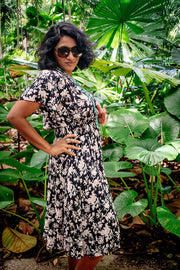 Serenity Midi Dress – Floral Ink