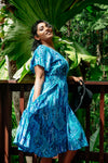 Serenity Midi Dress – Monstera Aqua