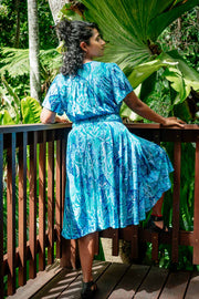 Serenity Midi Dress – Monstera Aqua