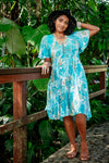 Ishtar Short Dress – Aqua Botanical