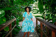 Ishtar Short Dress – Aqua Botanical