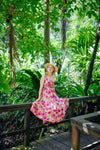 Jasmine Midi Dress - Pink Daisy