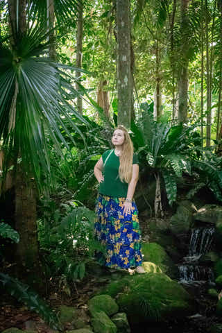 Bella Maxi Skirt in Tropical Dark Blue