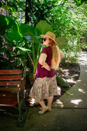 Gemima Skirt - Retro Flower Green