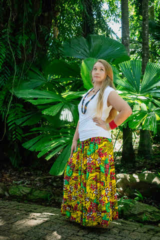 Bella Maxi Skirt in Tropical Yellow