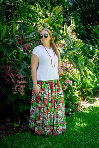 Bella Maxi Skirt in Tropical White