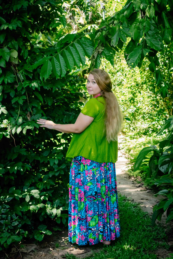 Bella Maxi Skirt in Tropical Sky Blue