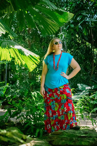 Bella Maxi Skirt in Tropical Red