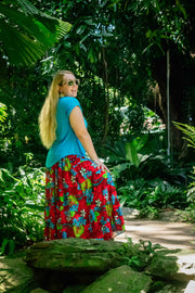 Bella Maxi Skirt - Tropical Red