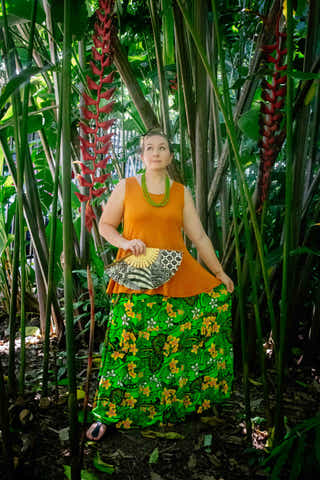 Bella Maxi Skirt in Tropical Green